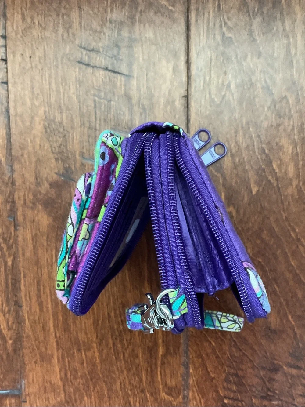 Vera Bradley Purple Teal Paisley Quilted Wristlet